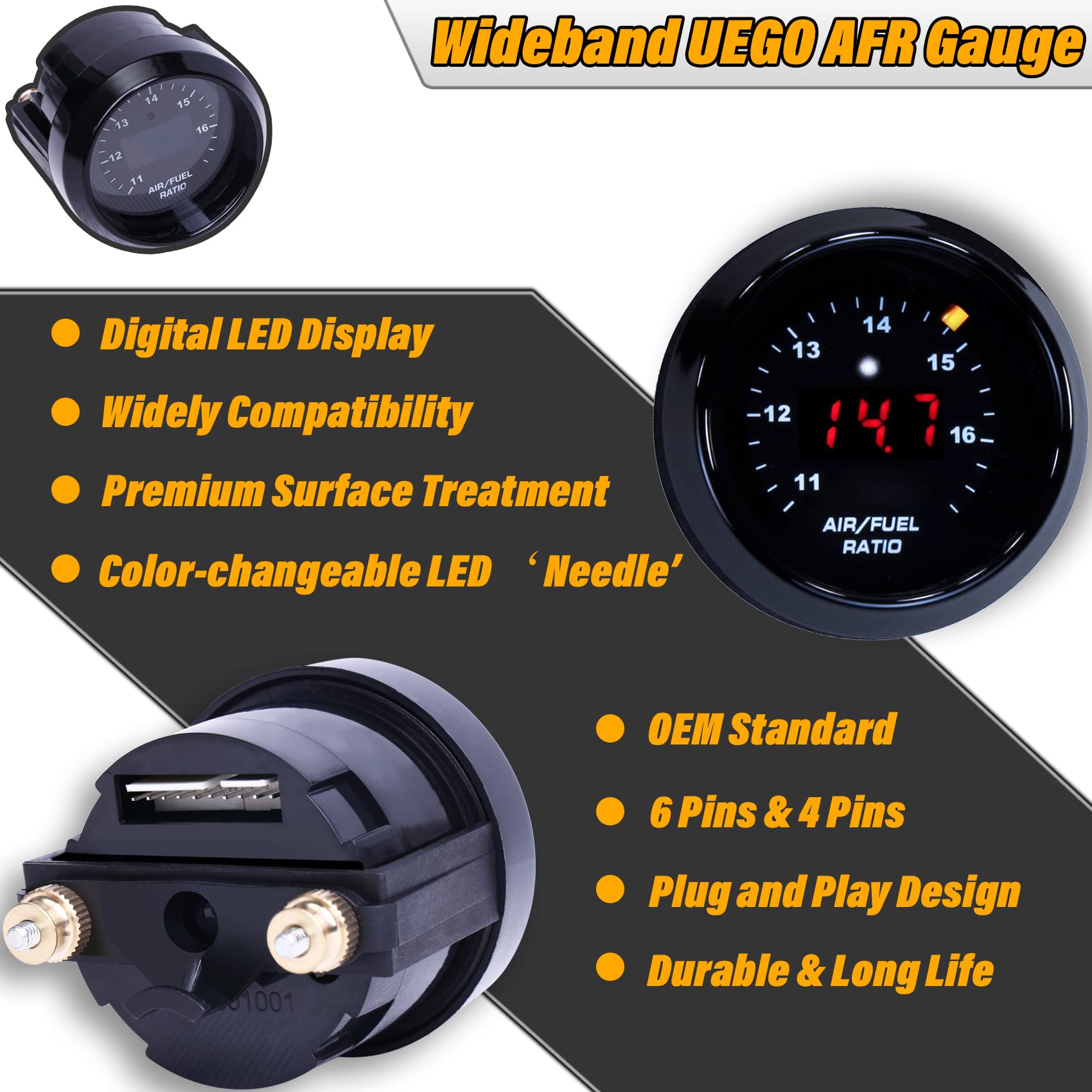 FHRHRY 4.9 LSU sensor with weld-in bung for secure mounting and accurate readings