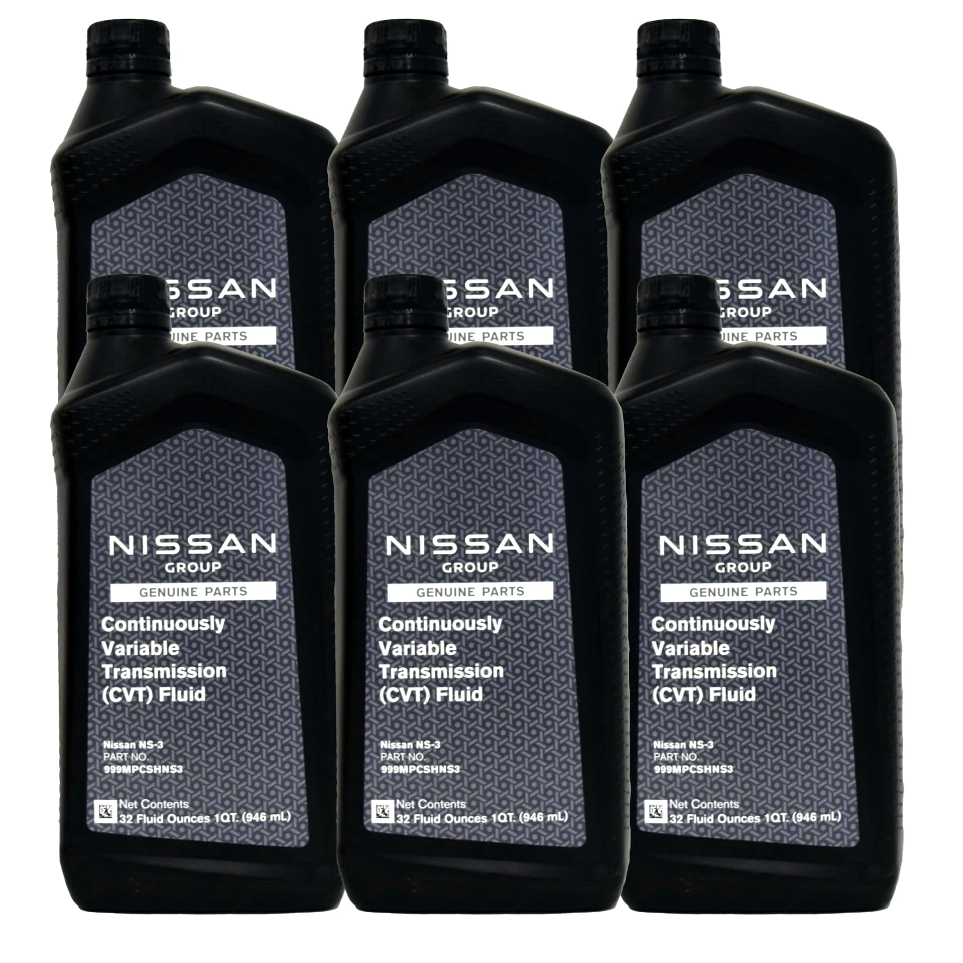 Fiaypoy Nissan NS3 bottle next to measuring cup showing 6-quart size and service suitability