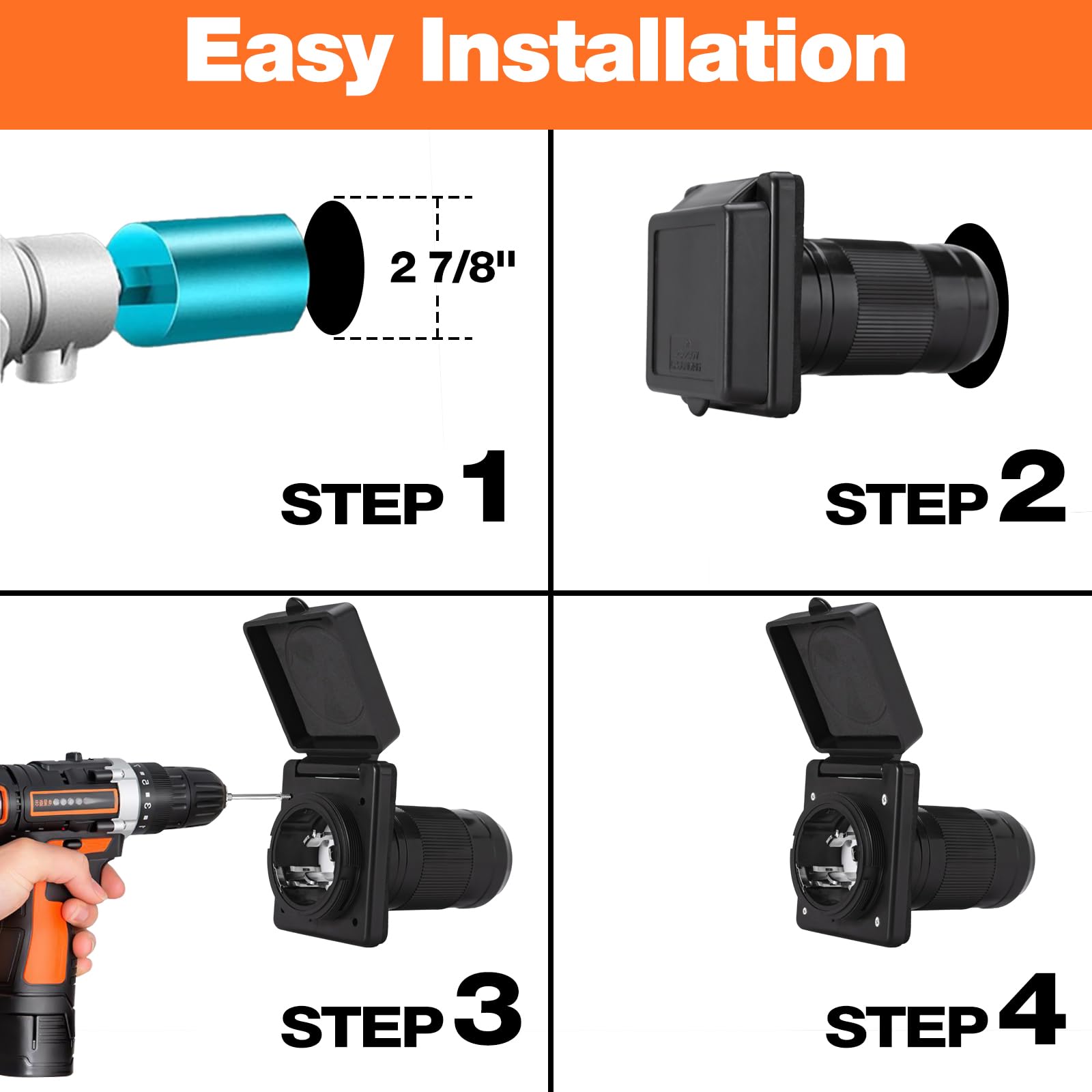 Ficstar inlet next to tape measure showing compact dimensions and installation ease