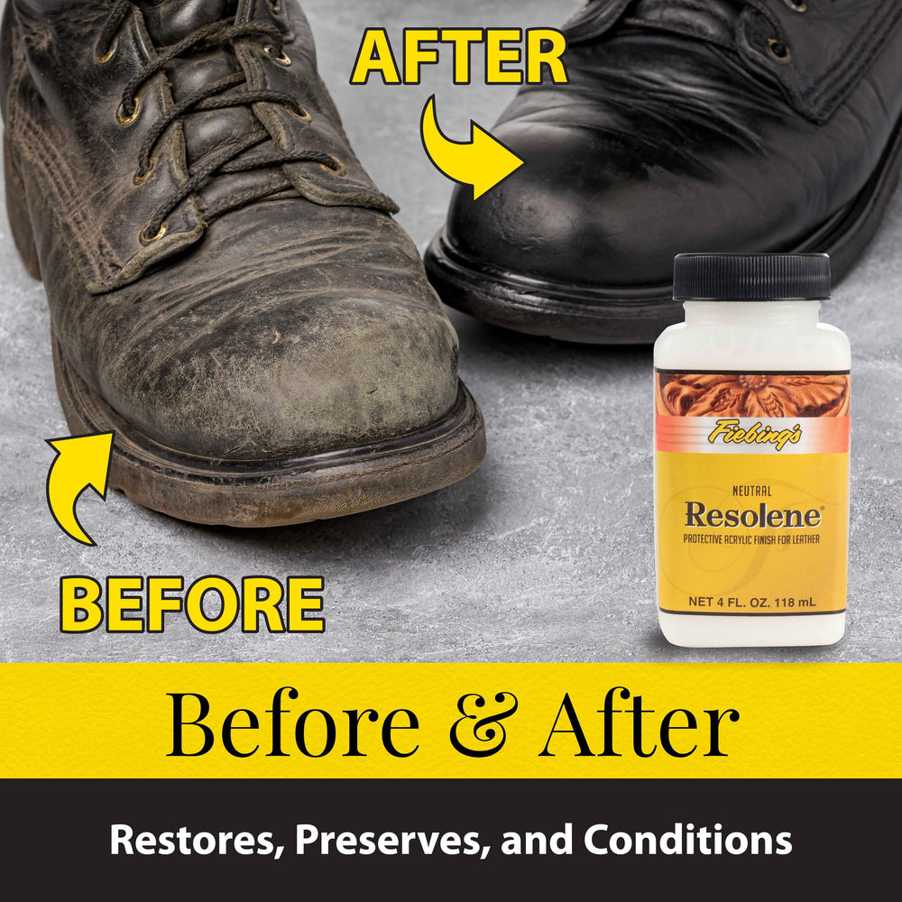 Fiebing's close-up gloss on leather showing smooth texture and scuff protection benefit