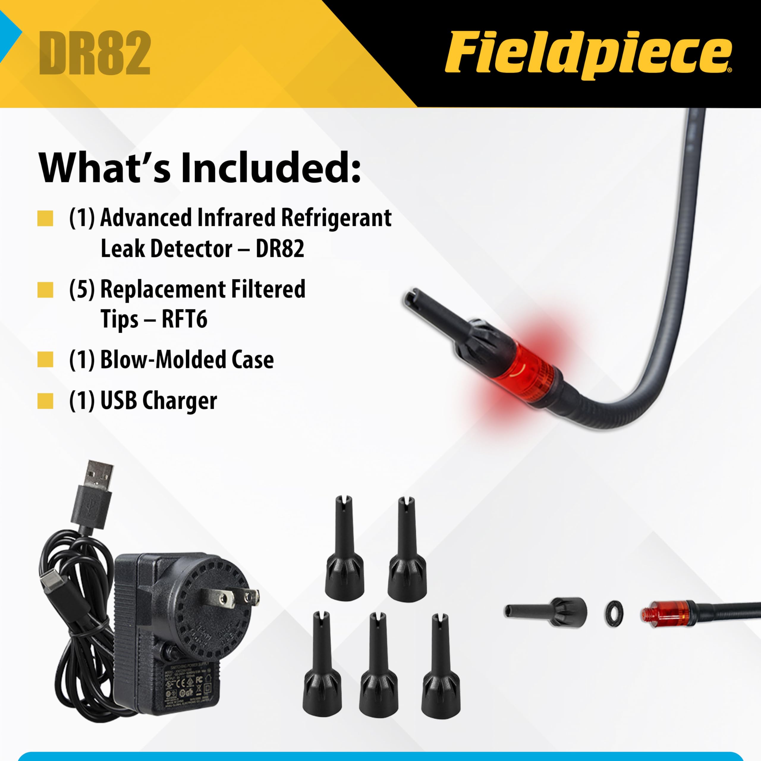 Fieldpiece DR82 held in hand showing compact size and lightweight benefit
