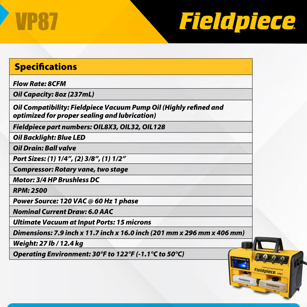 Fieldpiece VP87 side profile with handle for easy transport between jobs