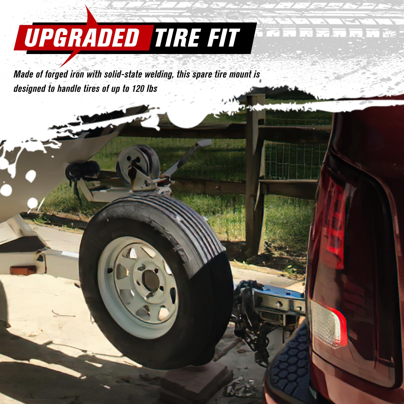 FIERYRED mounted with a 4-lug wheel demonstrating fitted bolt-pattern compatibility