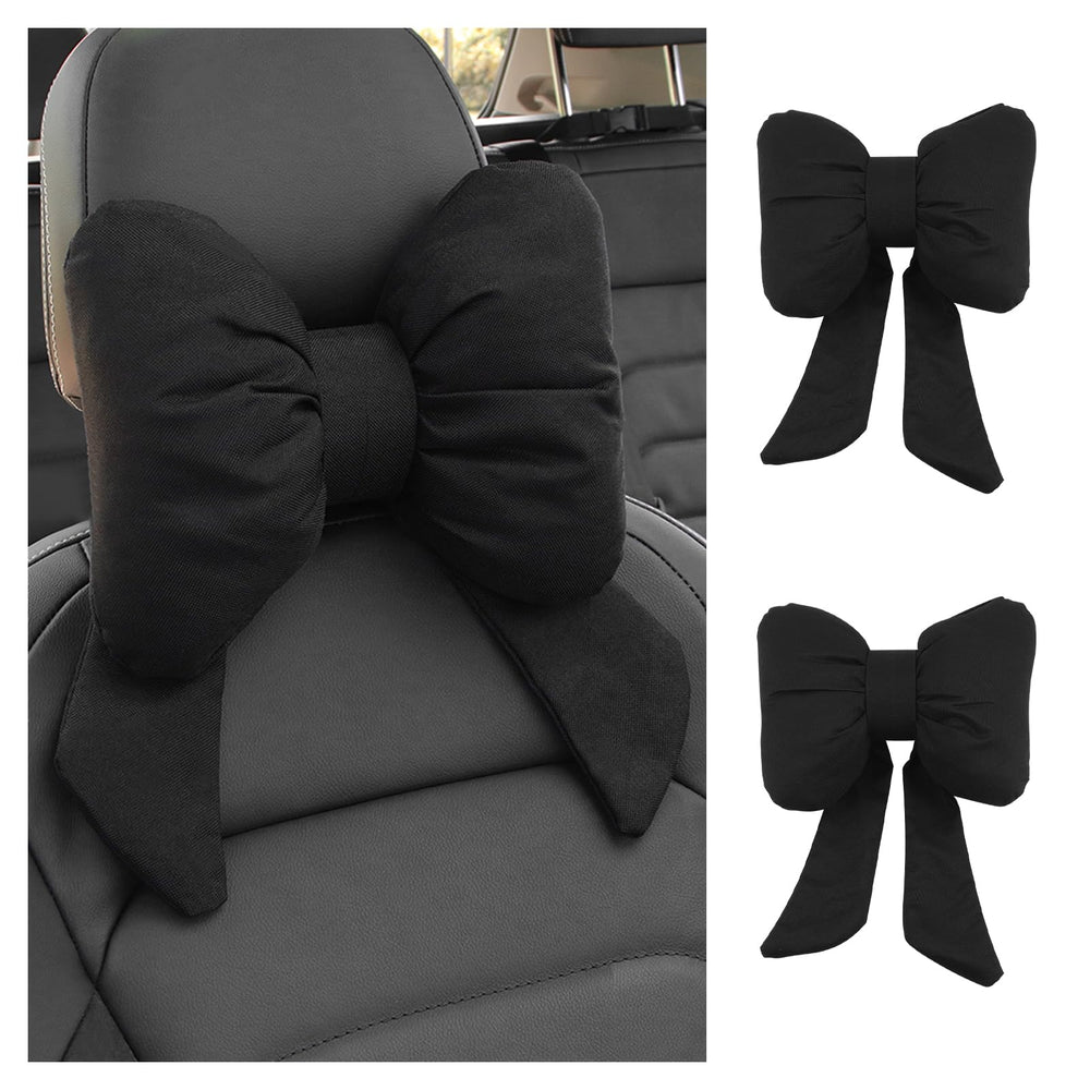 Figpade front view of two black bow pillows adding style and comfort