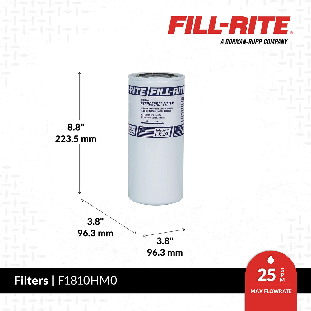 Fill-Rite F1810HM0 close-up of canister and seal, highlights durable construction and reliability