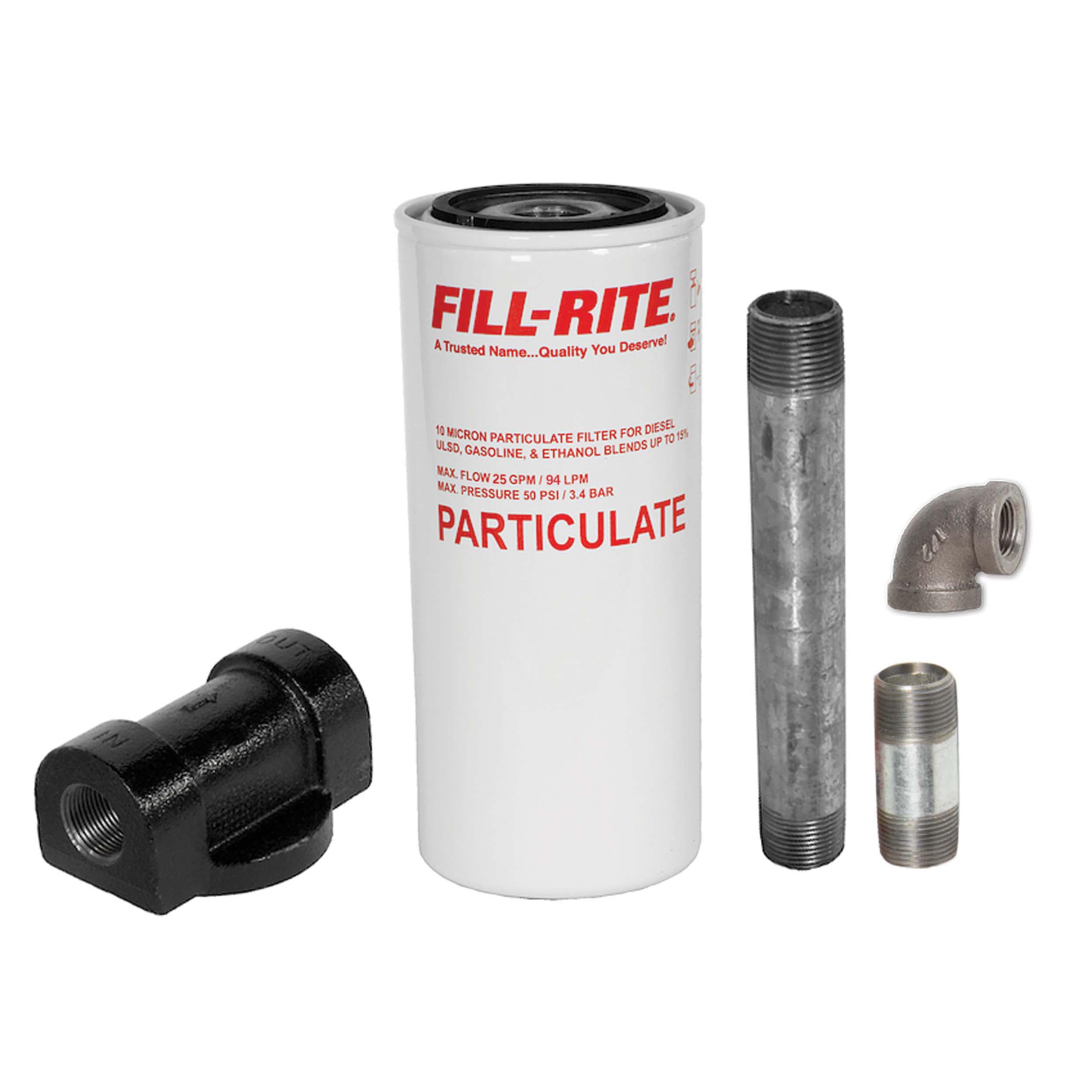 Fill-Rite kit front packaging showing contents and benefit of ready-to-install filtration