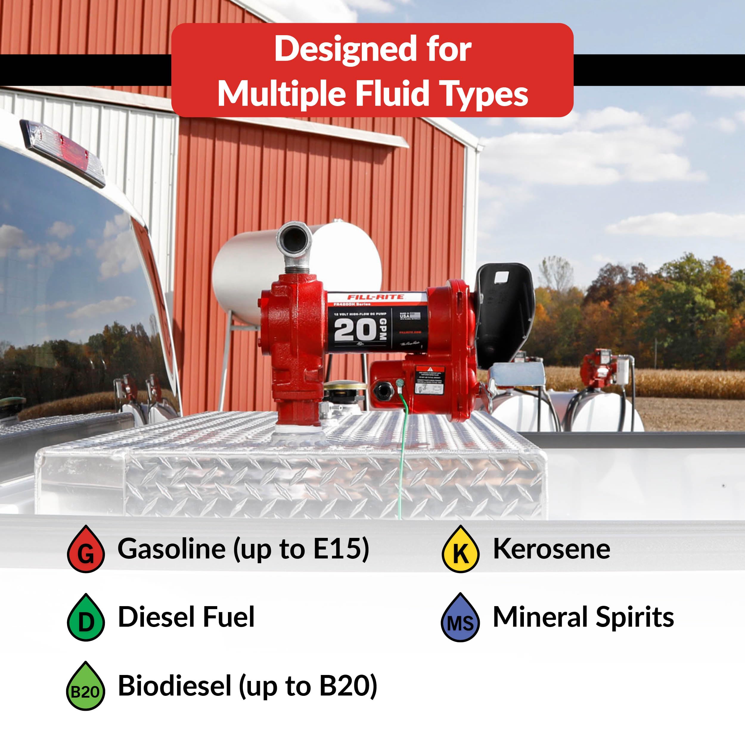Fill-Rite pump mounted on a trailer bung demonstrating mobile refueling capability