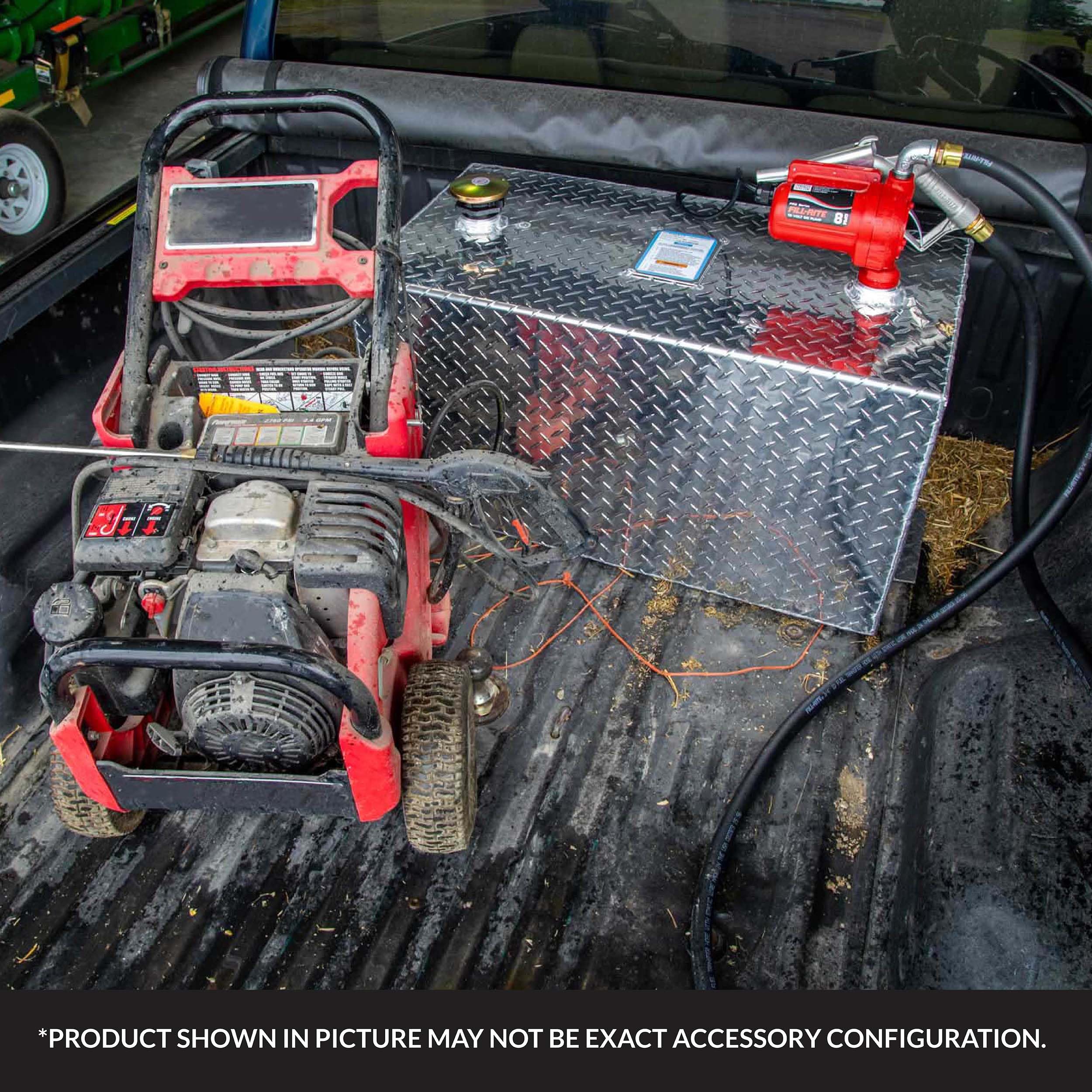 Fill-Rite hose connected to pump in use demonstrating reliable fueling and compatibility