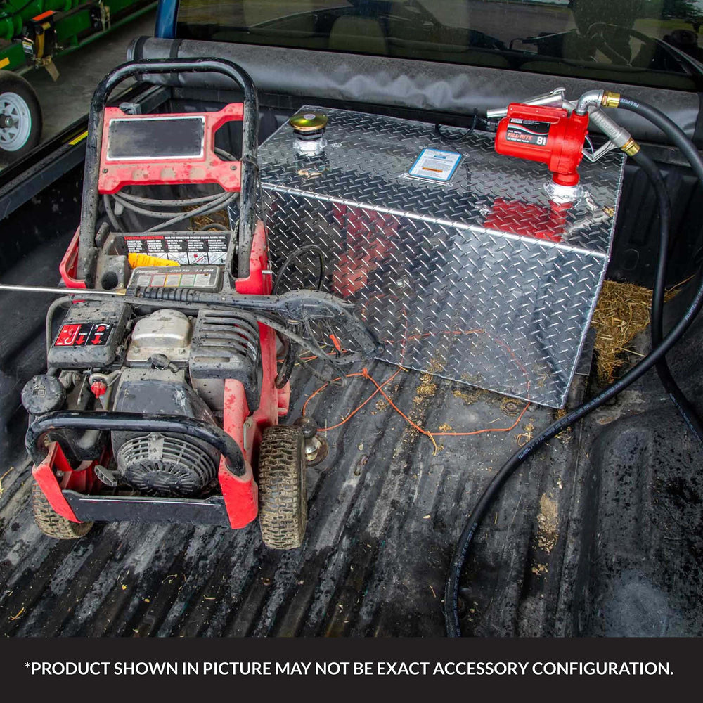 Fill-Rite hose connected to pump in use demonstrating reliable fueling and compatibility
