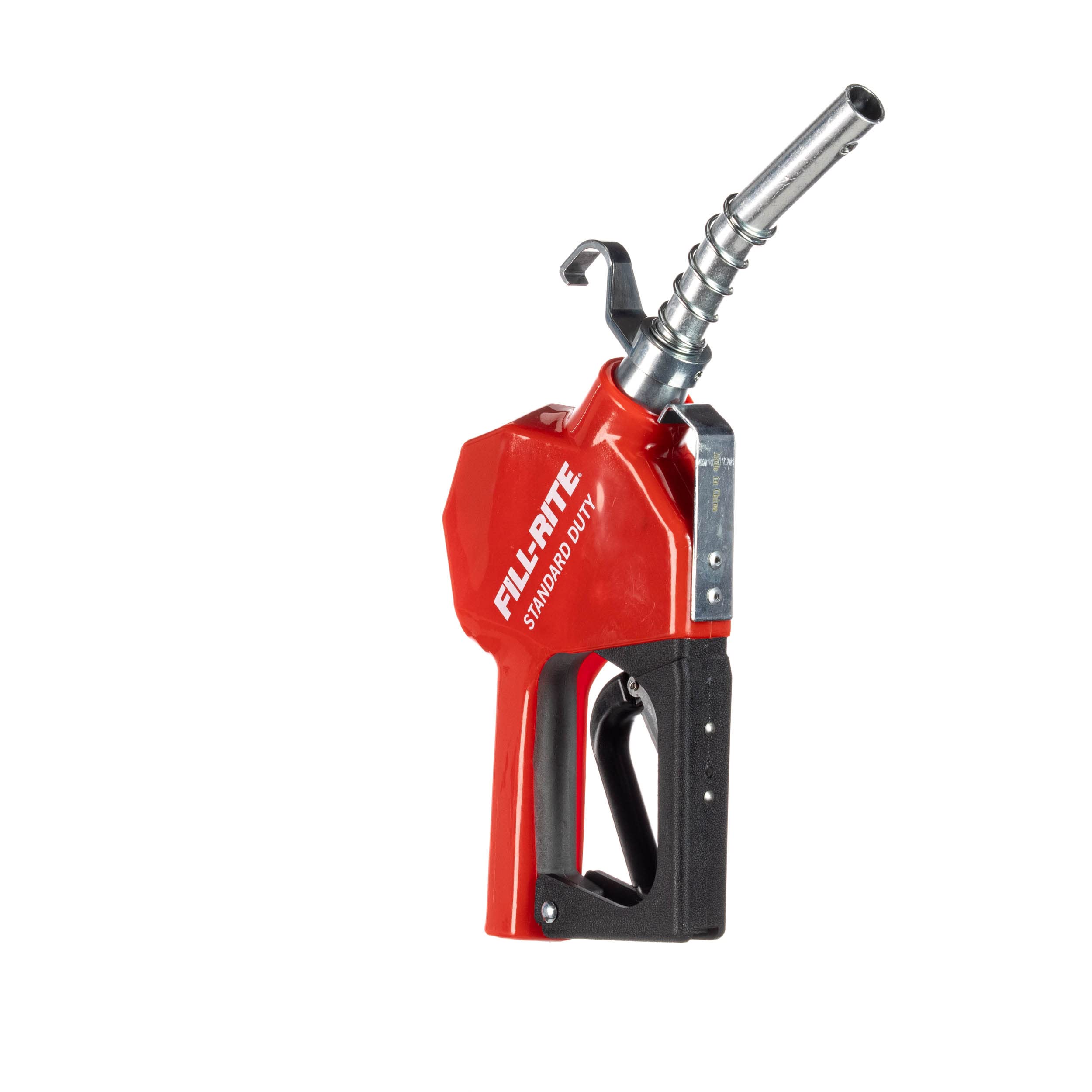 Fill‑Rite SDN075RAN front view showing robust cast‑aluminum body and red jacketed spout for durability