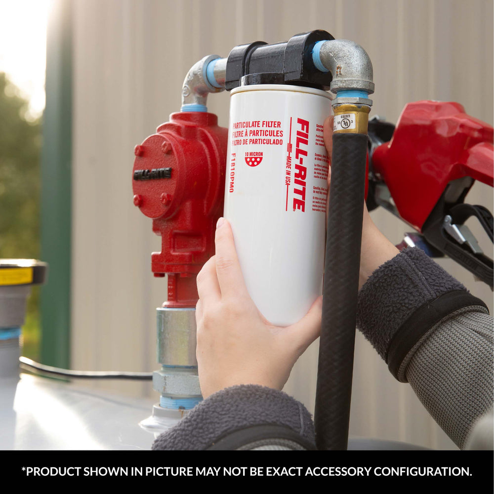 Fill‑Rite filter on a fueling worksite illustrating rugged durability and reliable protection