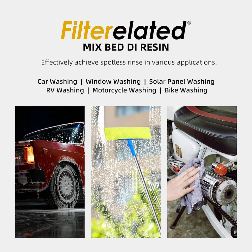 Filterelated resin used in car wash setting delivering spot-free rinse results for fresh detailing