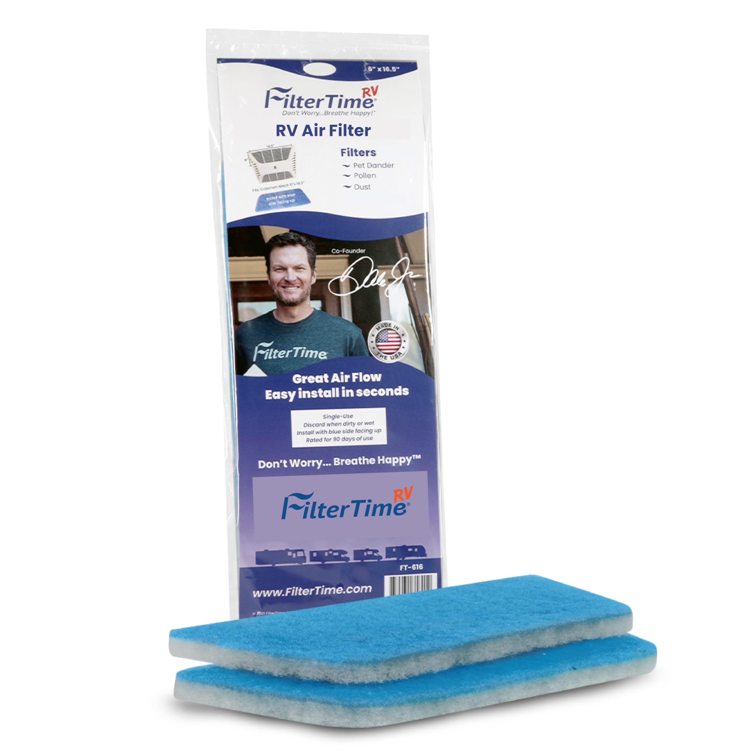 FilterTime FT-616 front packaging showing two filters and benefits