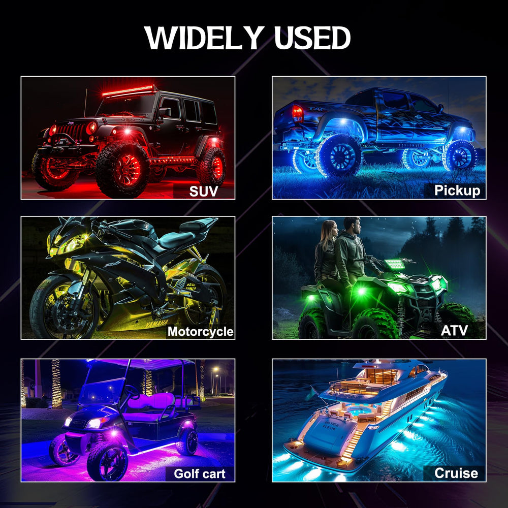 Fimker installed underglow on truck at night creating colorful road visibility and style