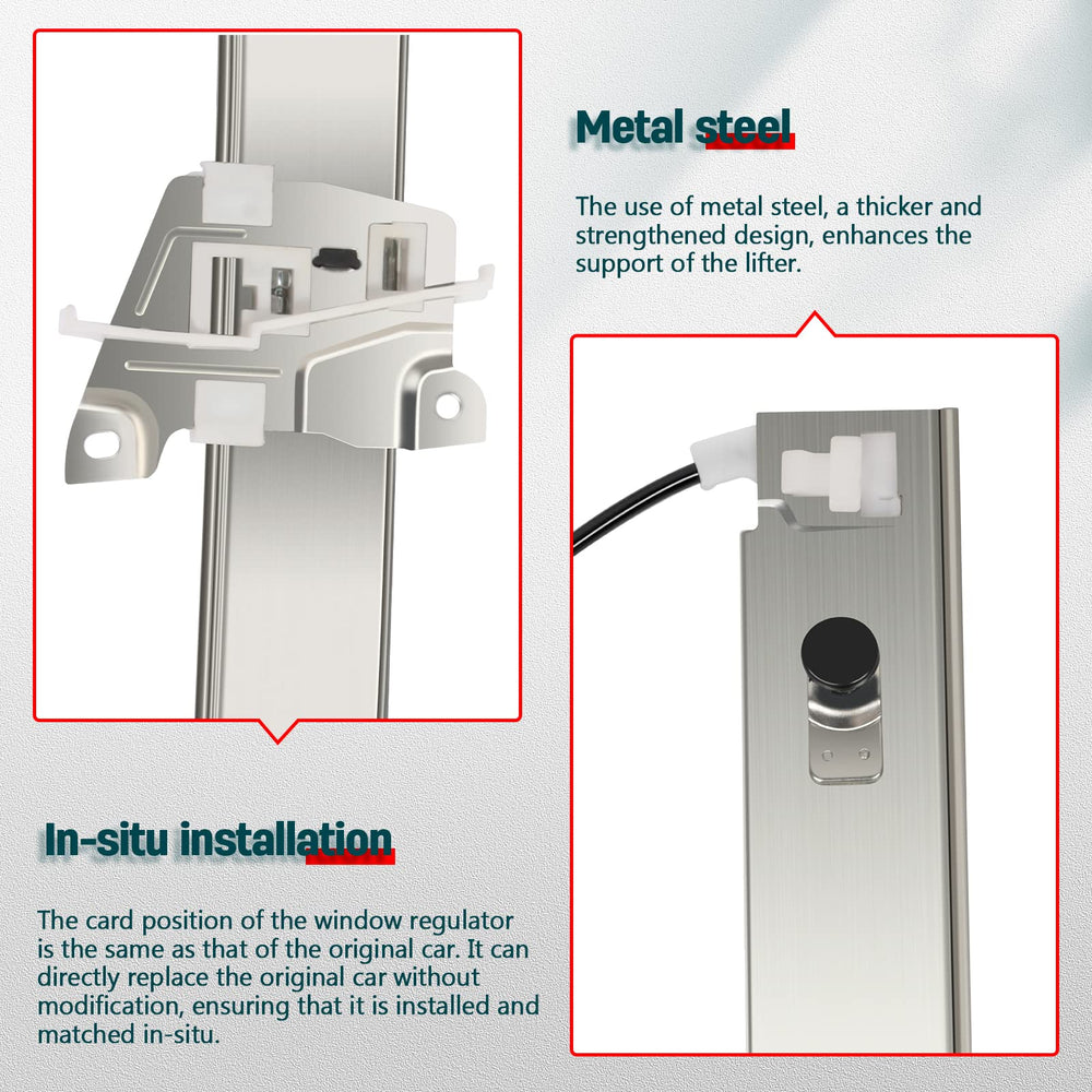 FINDAUTO regulator installed in car door showing direct-fit, faster repair benefit