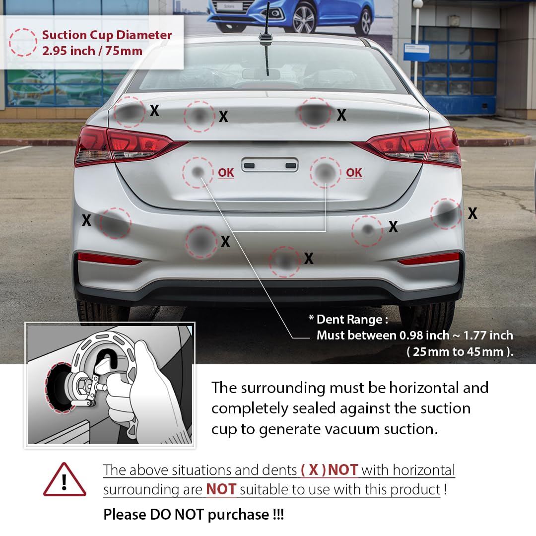 FIRSTINFO pulling a small dent on a car door showing DIY repair benefit