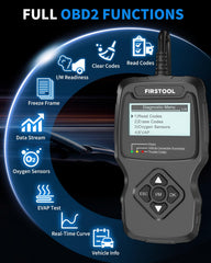 FIRSTOOL V390 OBDII connector detail illustrating secure plug-in benefit