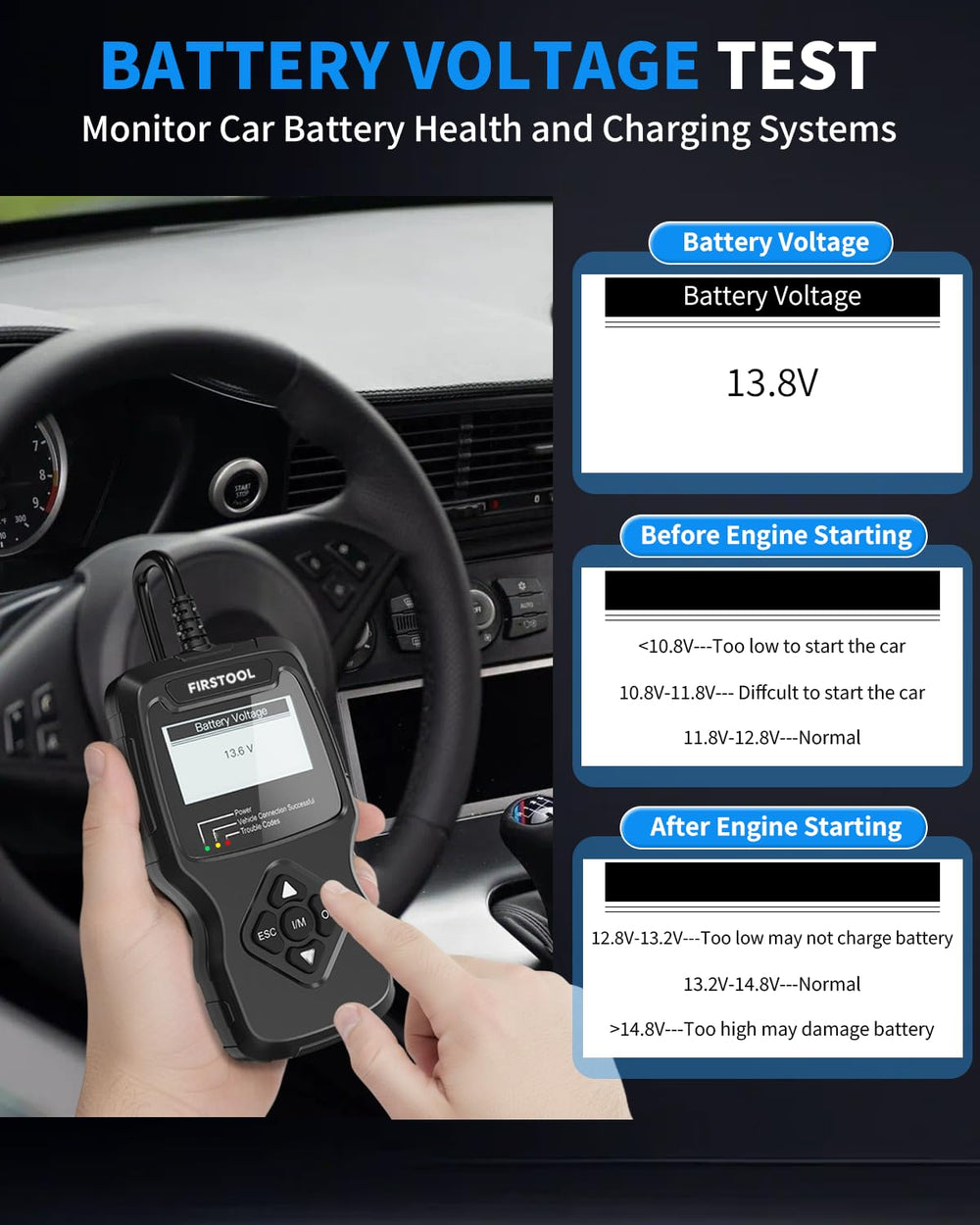 FIRSTOOL V390 plugged into car dashboard for on-the-spot diagnostics