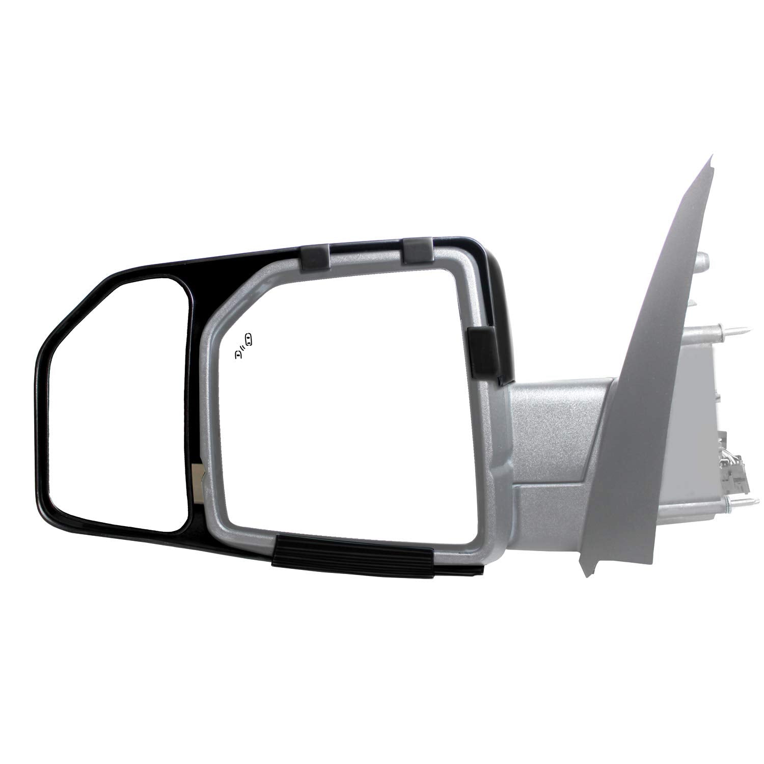 Fit System close-up of molded edge showing precise fit and secure clip on factory mirror