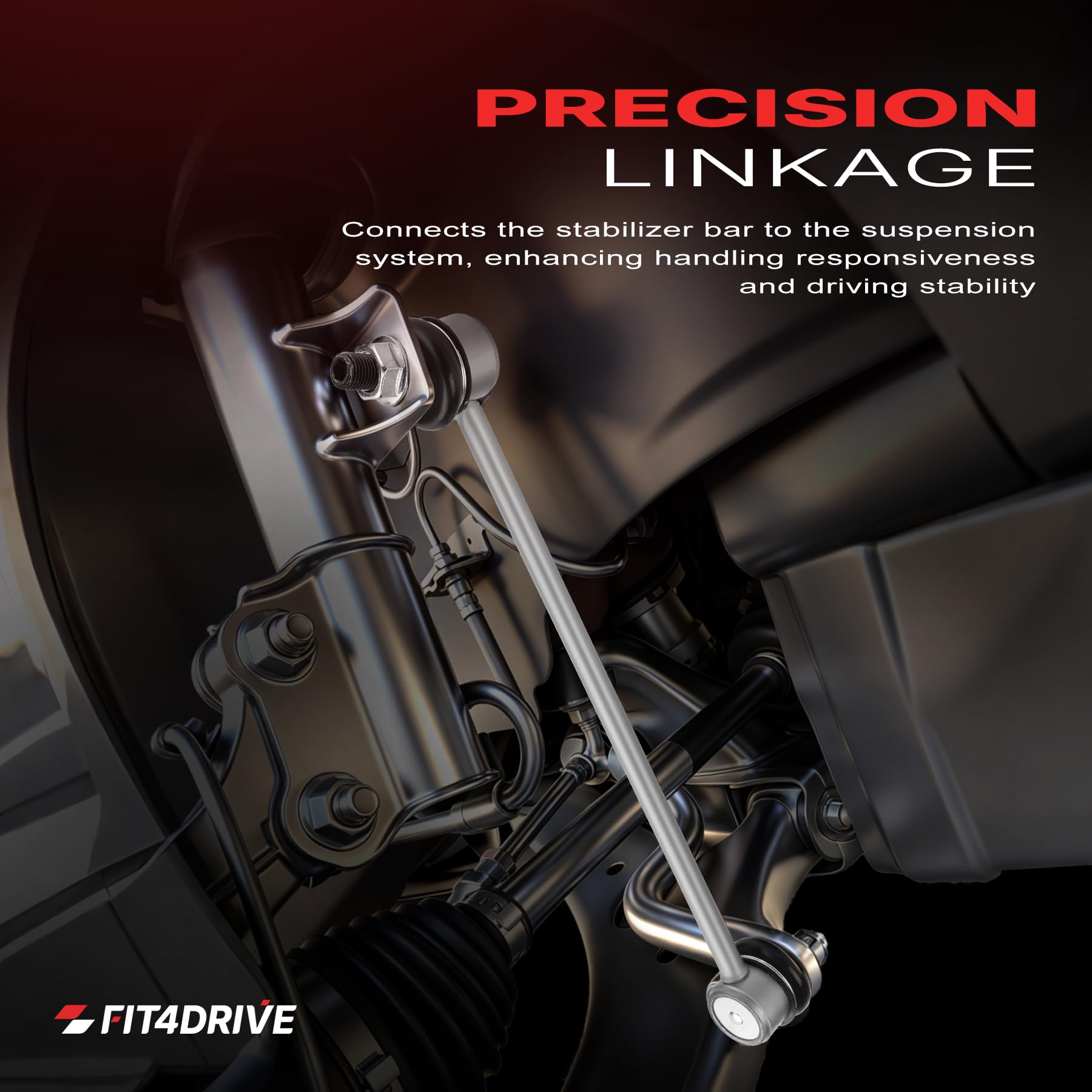 Fit4drive full-length sway bar link displaying zinc-nickel alloy body and finish