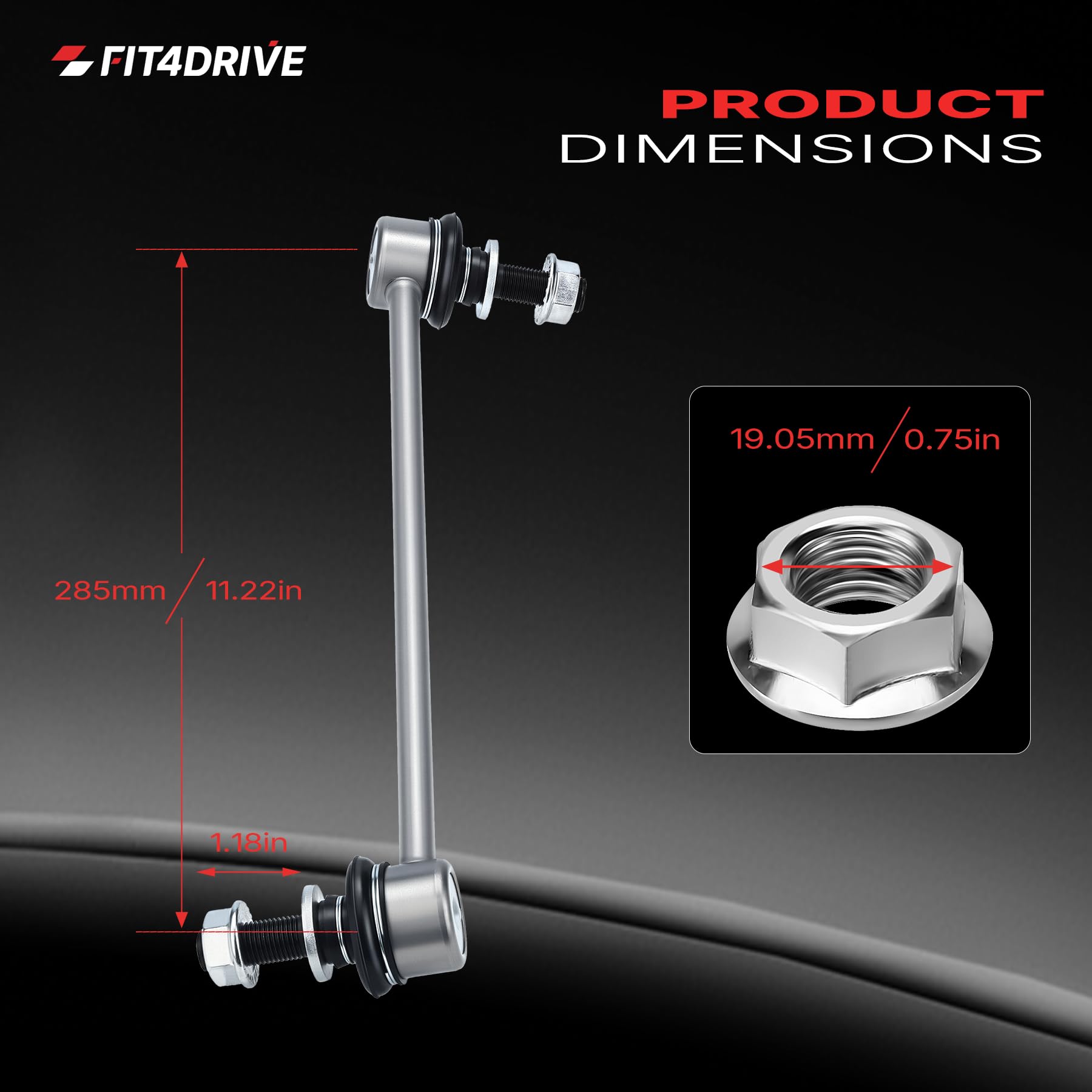 Fit4drive sway bar link being installed in a garage demonstrating DIY fitment