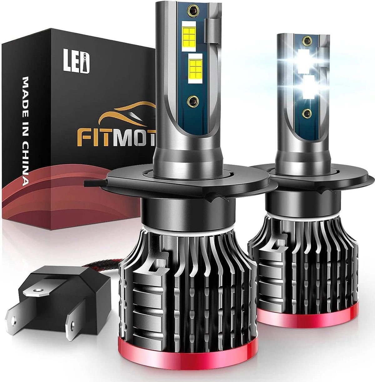 FITMOTORS front packaging showing bulbs and benefits for quick install