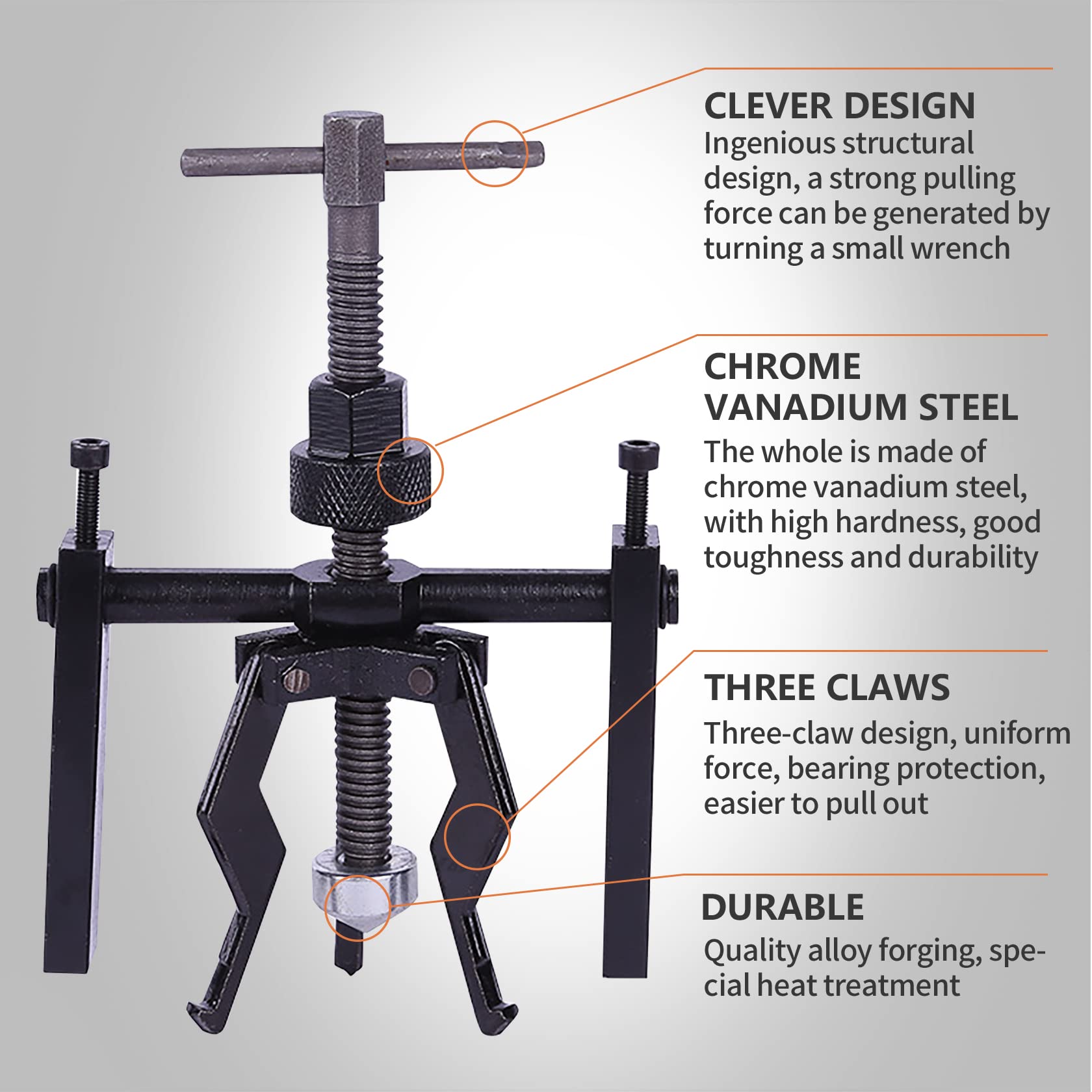 FIVCLOK detailed view of threaded forcing screw for high-torque extraction