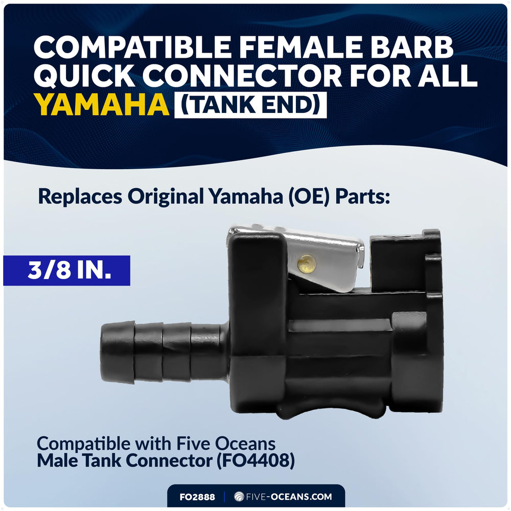 Five Oceans connector mated to Yamaha male fitting showing compatibility and solid connection