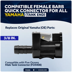 Five Oceans connector mated to Yamaha male fitting showing compatibility and solid connection