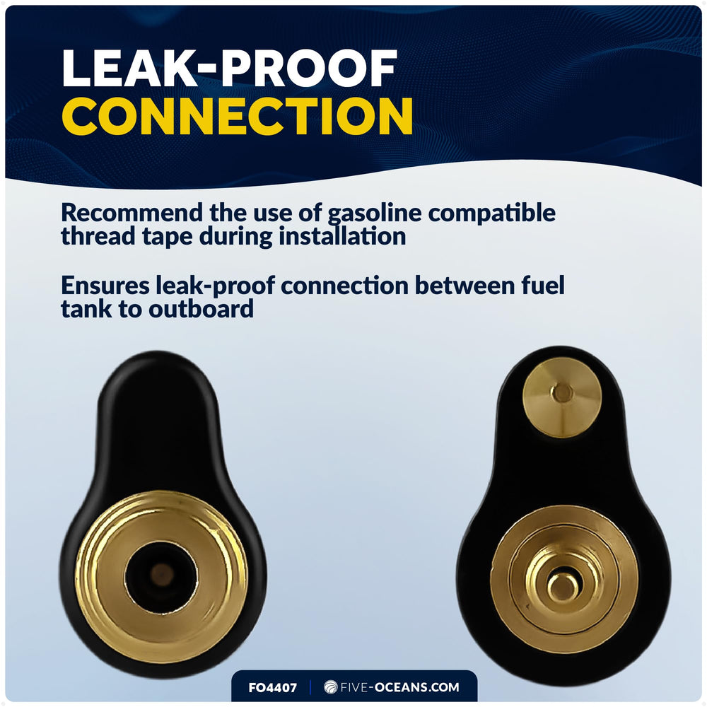 Five Oceans connector next to ruler to show compact size and easy installation