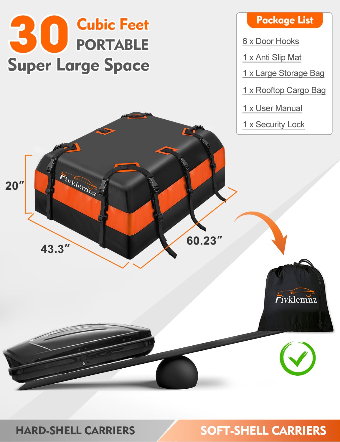 FIVKLEMNZ reinforced straps and door hooks detail providing strong vehicle anchoring