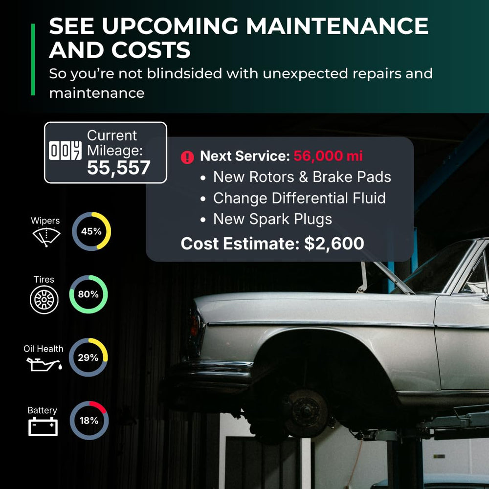 FIXD app multi-vehicle list displaying organized maintenance for families