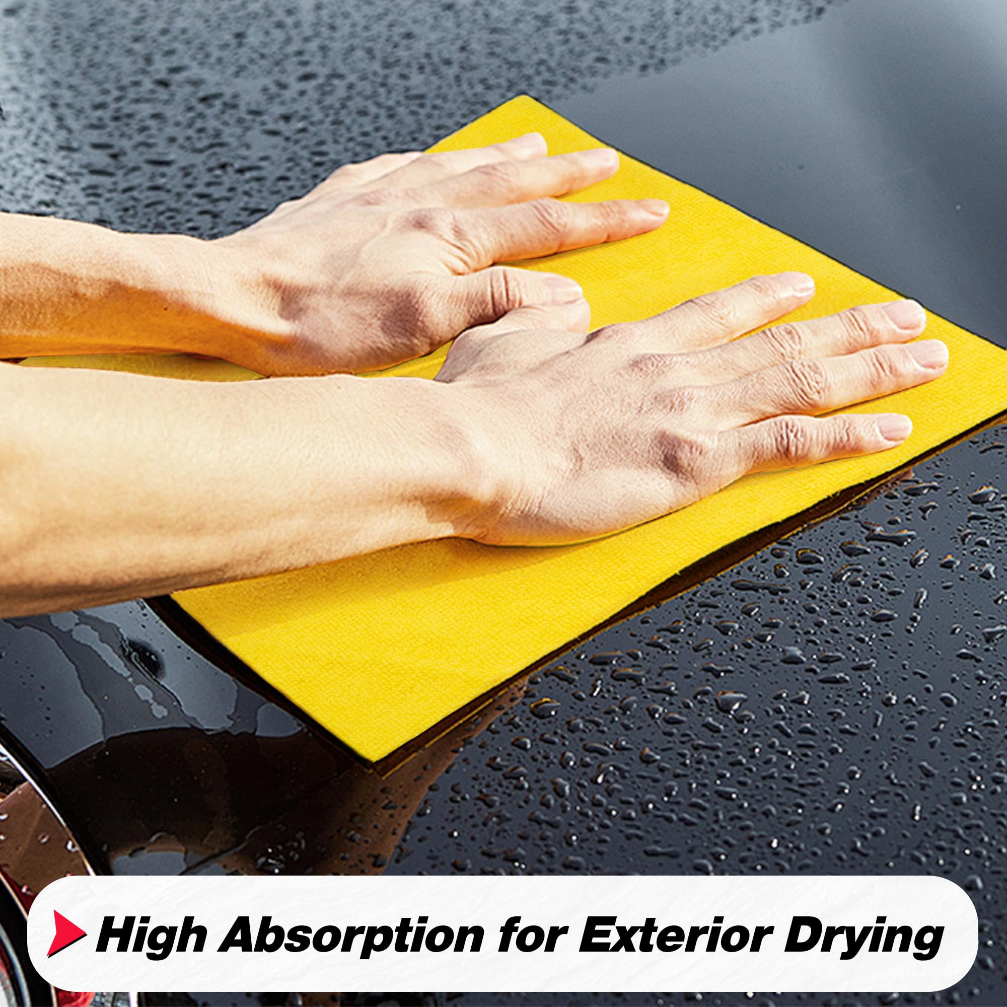 FIXSMITH towel polishing car door showing streak-free shine benefit