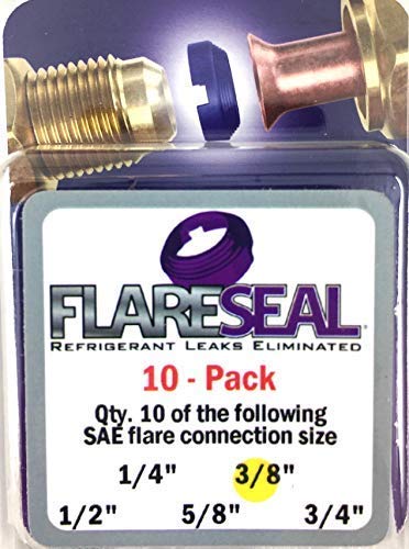FlareSeal 3/8" front packaging showing 10-pack, brand and product benefit