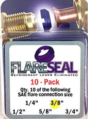 FlareSeal 3/8" front packaging showing 10-pack, brand and product benefit