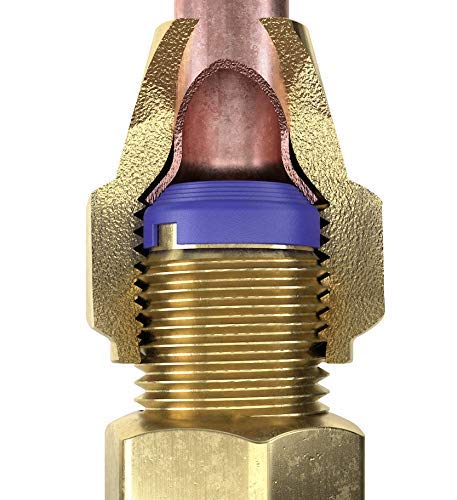 FlareSeal installed with brass flare cap demonstrating leak-proof crush seal