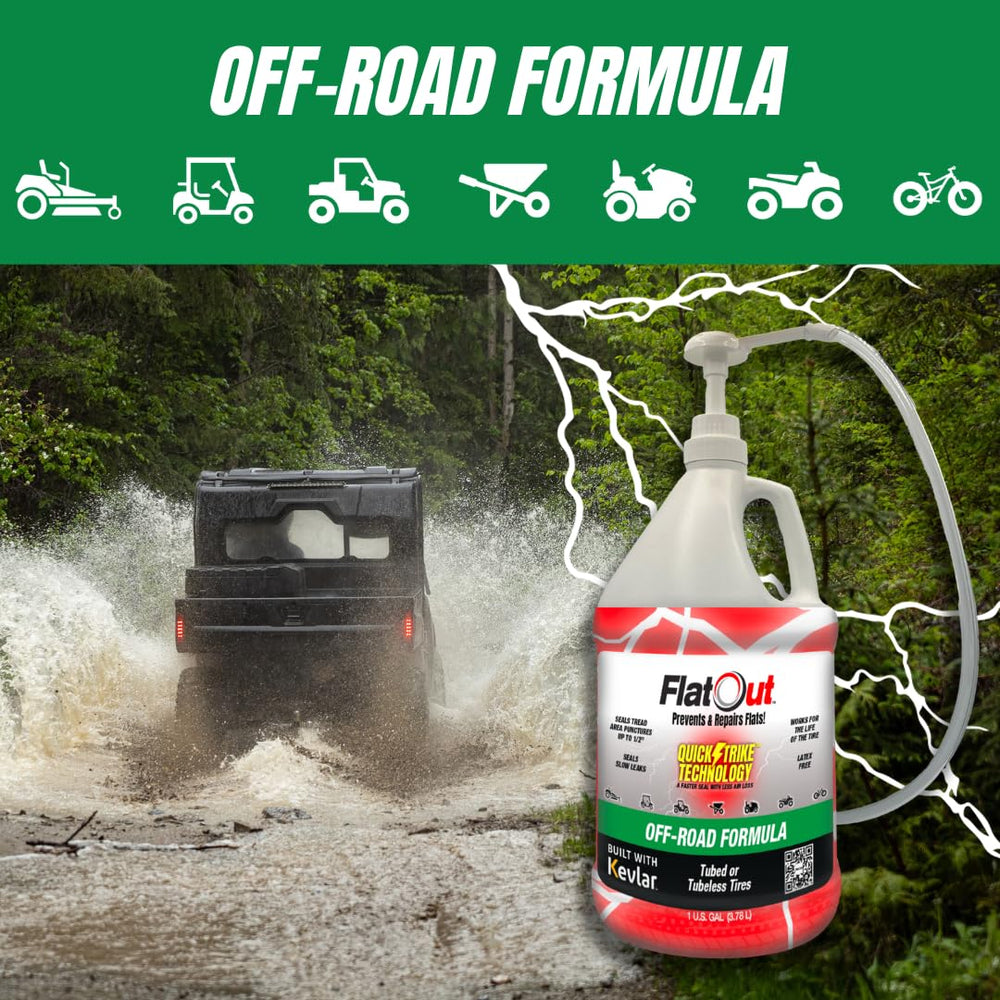 FlatOut QuickStrike being poured into a trailer tire for quick protection