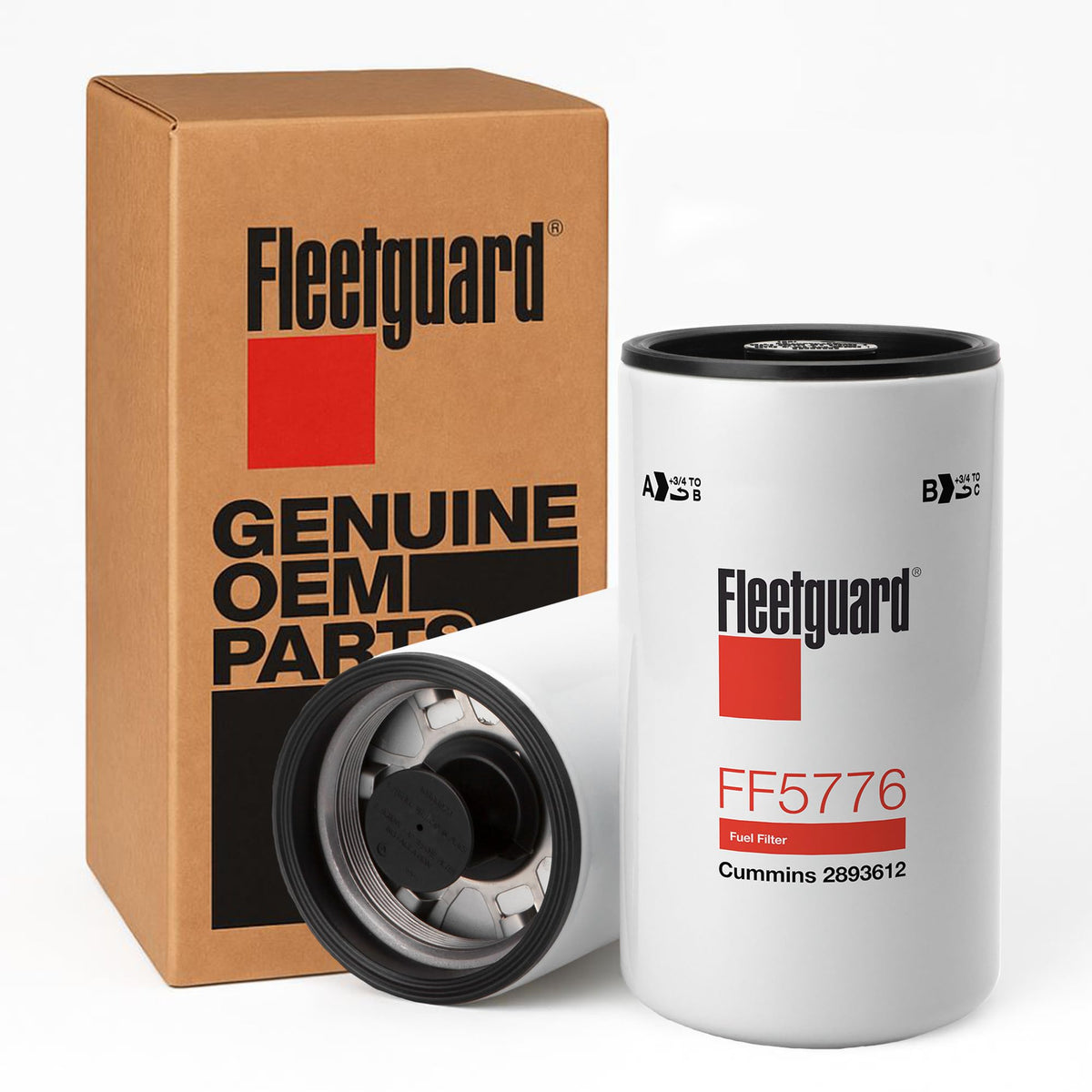 Fleetguard FF5776 front view showing spin-on canister and fitment for reliable filtration
