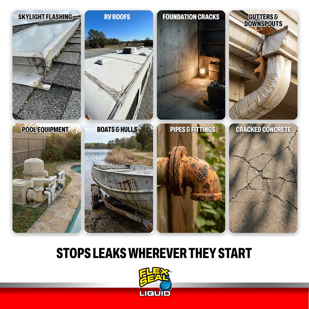 Flex Seal Liquid on gutter edge protecting metal from rust and water