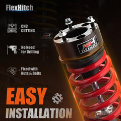 FlexHitch spacer close-up showing CNC machining and precise fit benefit