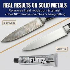 FLITZ paste texture close-up revealing creamy non-abrasive formula and smooth application