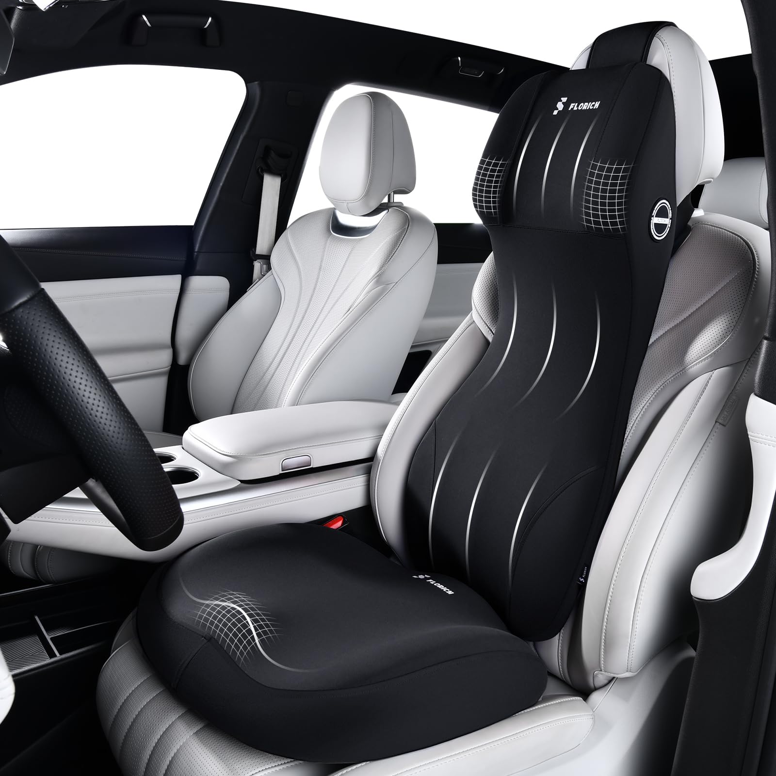 FLORICH full-back cushion front view provides complete spinal support