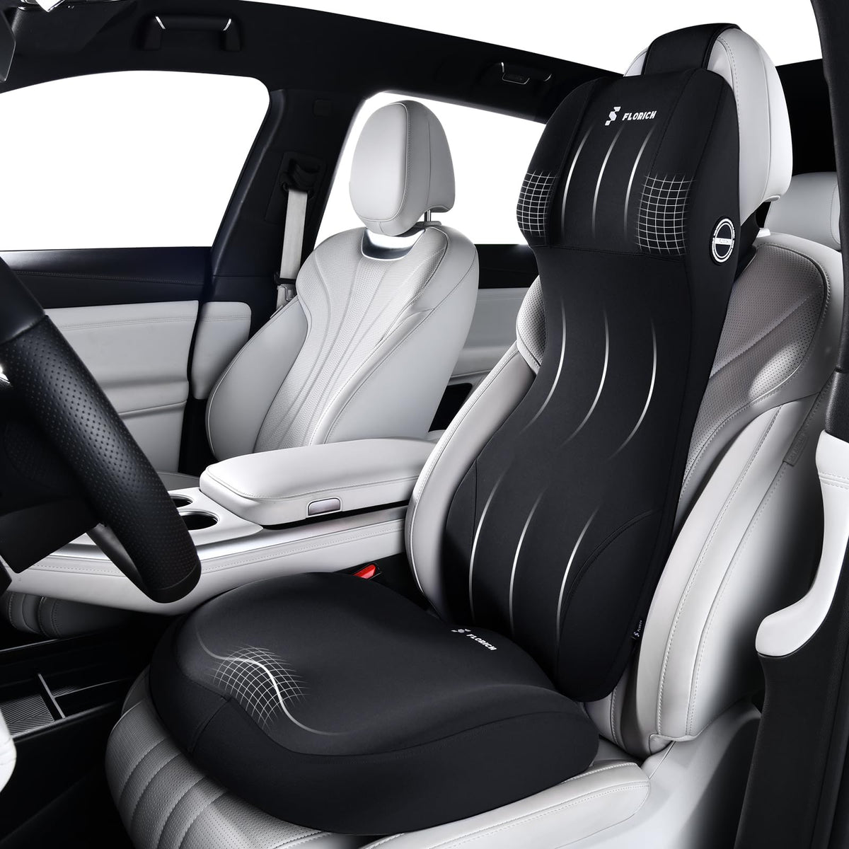 FLORICH full-back cushion front view provides complete spinal support
