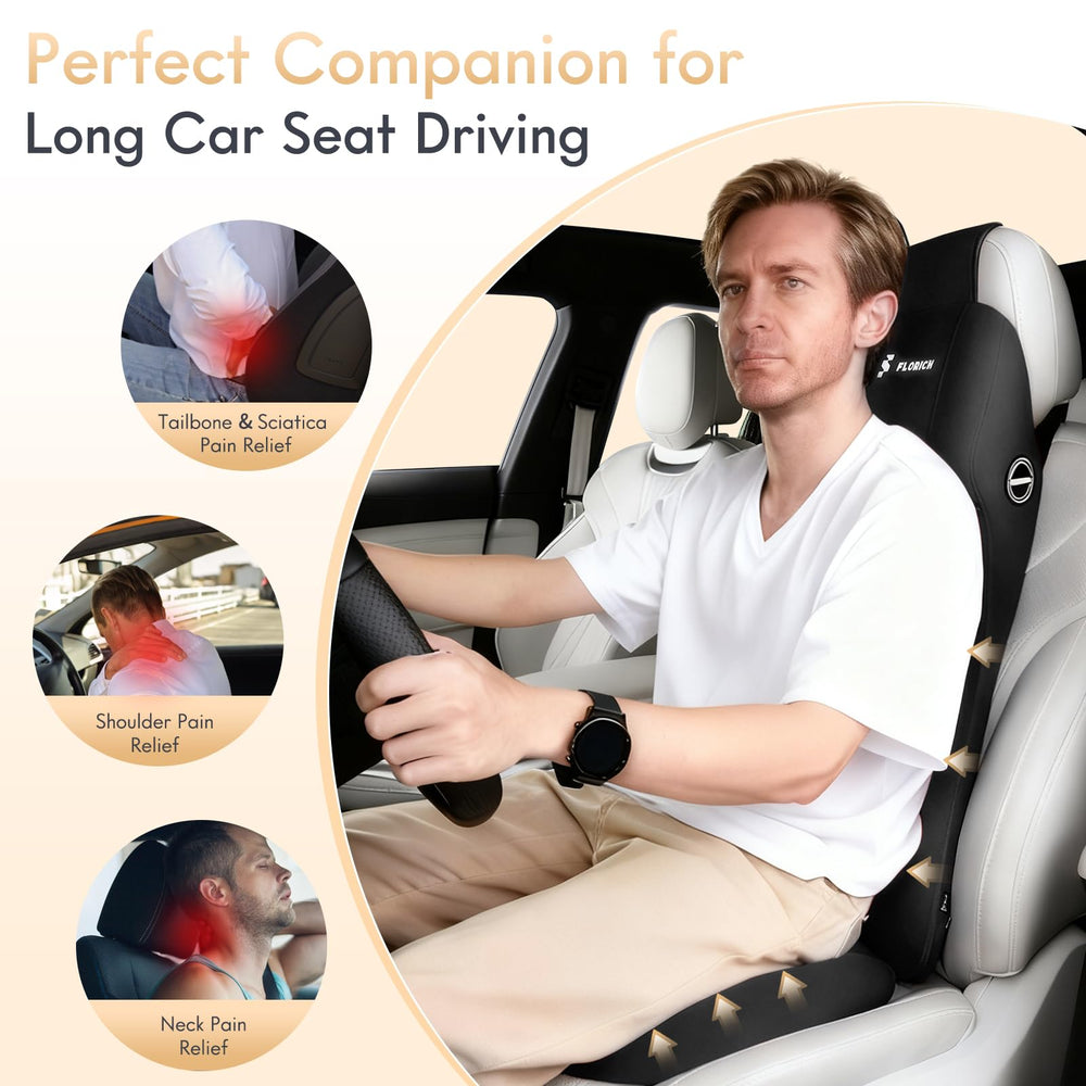 FLORICH cushion in car lifestyle scene improves driving comfort