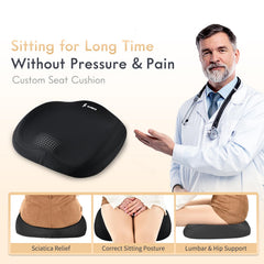 FLORICH side profile highlights headrest and lumbar contouring benefits