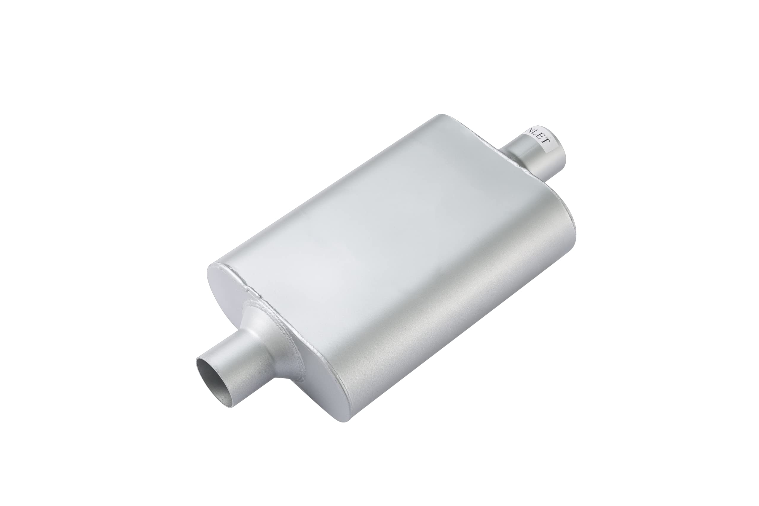 Floshine front view of muffler showing compact body and fit benefit