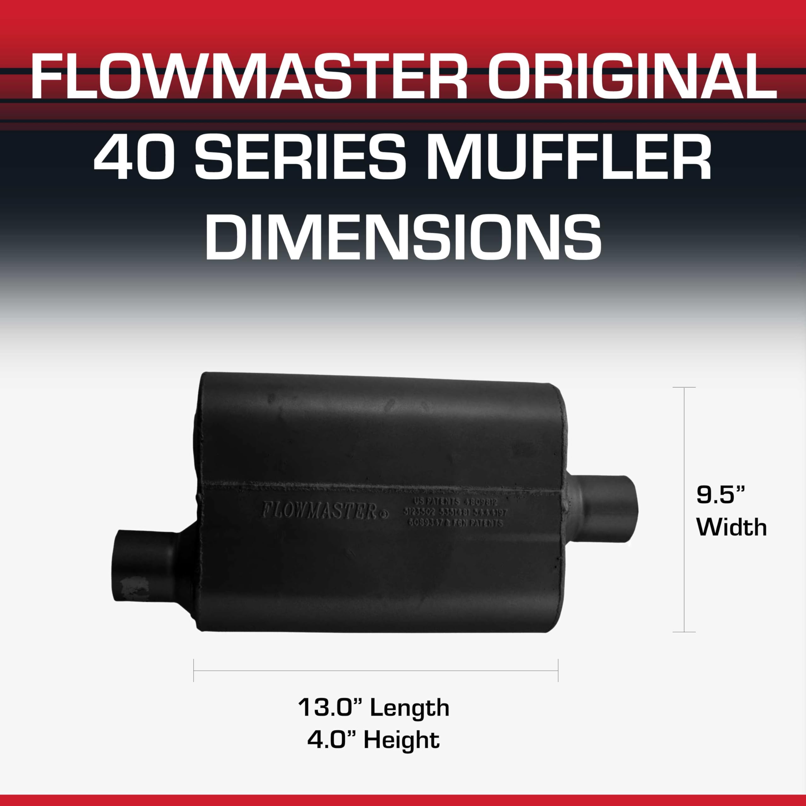 Flowmaster packaging label and spec sheet showing model and fitment clarity