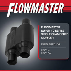 Flowmaster inlet detail with dual 2.50" ports providing easy piping alignment benefits