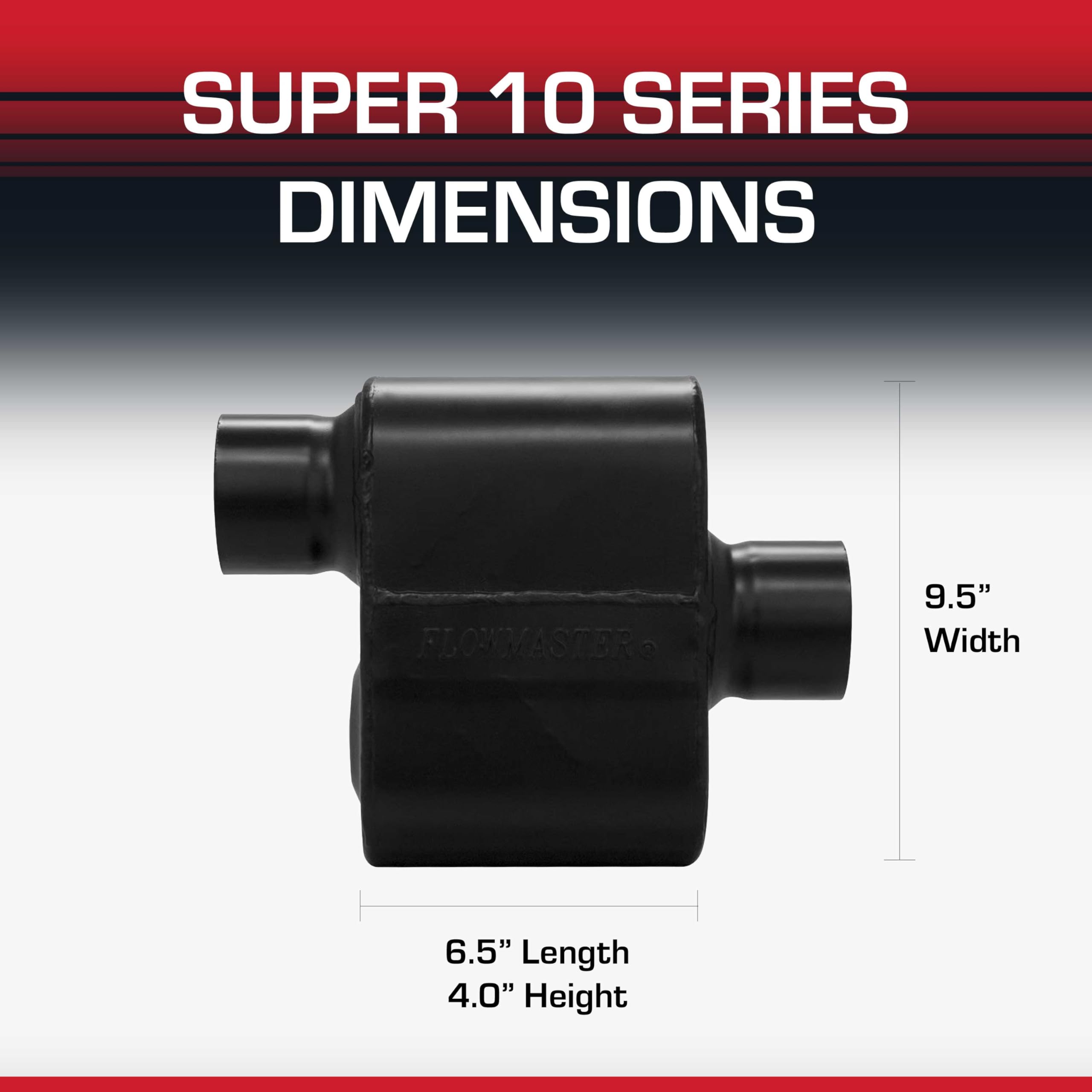Flowmaster Super 10 internal chamber illustration showing Delta Flow design benefits