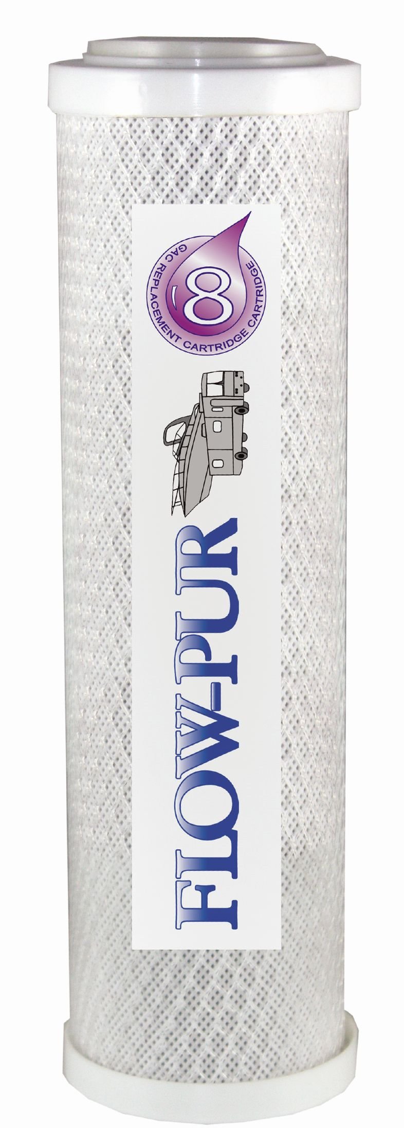 FlowPur/Watts front view of WCBCS-975RV cartridge showing label and cartridge benefits